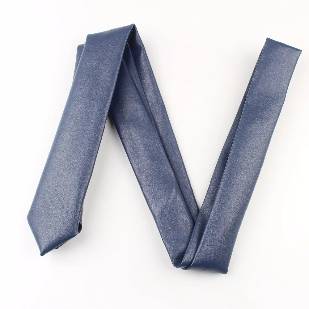 Fashion Pu Leather Men Patchwork Tie Female Necktie Red Gold Silver Adult Cravate Homme Wedding Party Ties For Men 260208