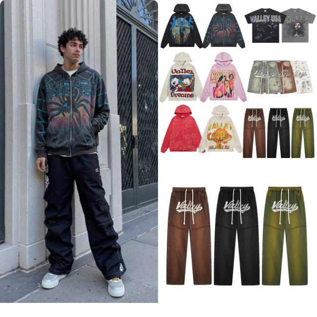 Designer men's top hoodie loose fit clothing skull print shirt clothing men's and women's high-quality casual hip-hop hoodie pants valley dreams