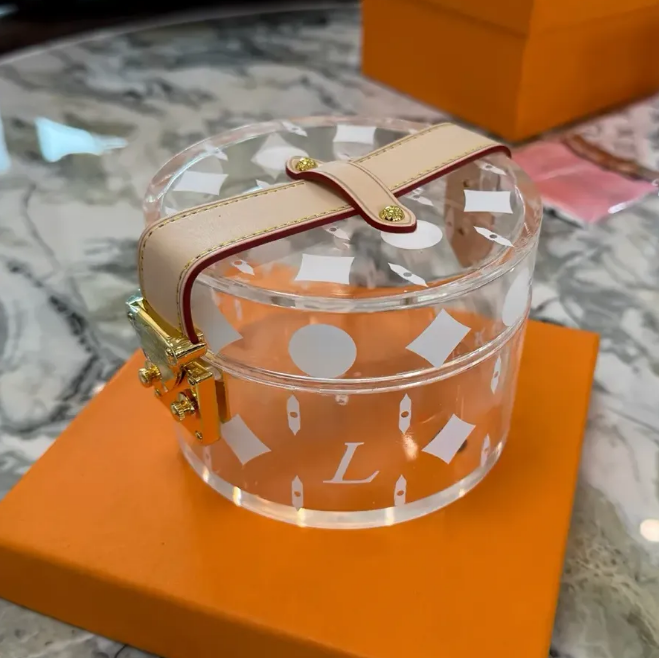 Stylish Transparent Acrylic Storage Box Designer watch Boxes Organizer Brands Jewelry Boxes Fashion Old Flower logo storage box LVs Mini Handbags crystal box