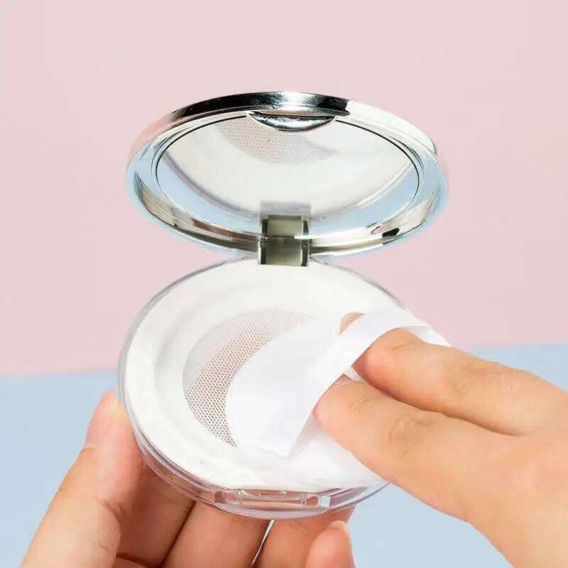 1 empty container with puff, plastic compact cosmetics, refillable powder puff box, loose 26L0209