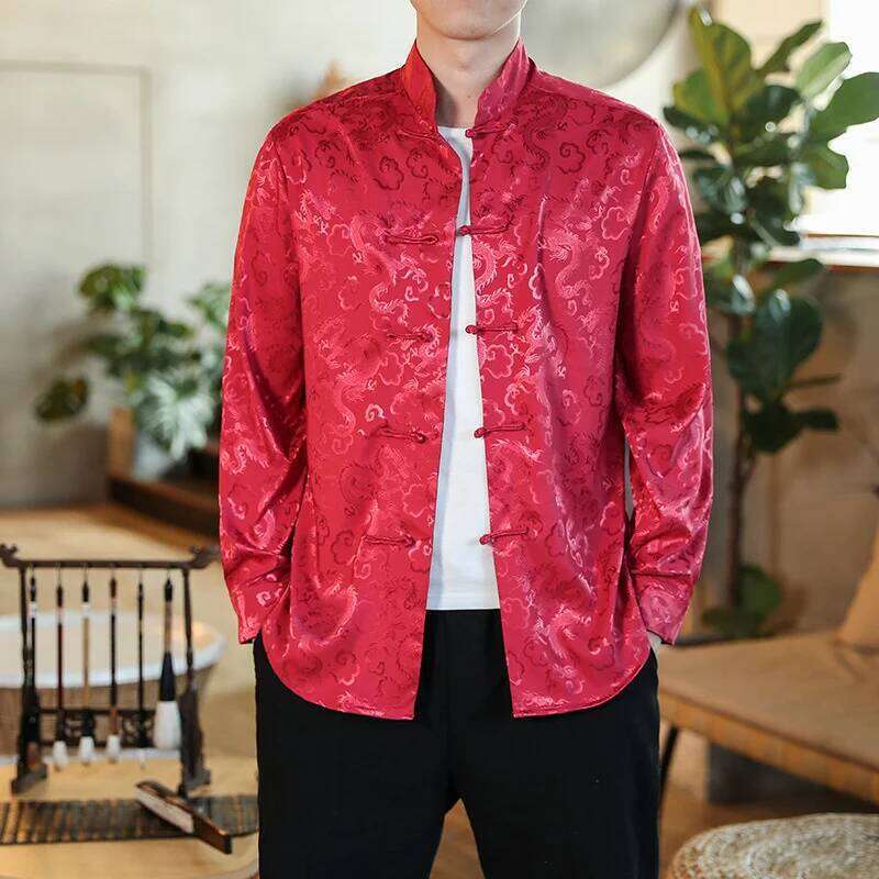 Mardi Hefxessdr Men s Modern Fashion Style Asian Tang Suit Dragon Shirt Kung Fu Coat Chinese Traditional Clothing Hanfu