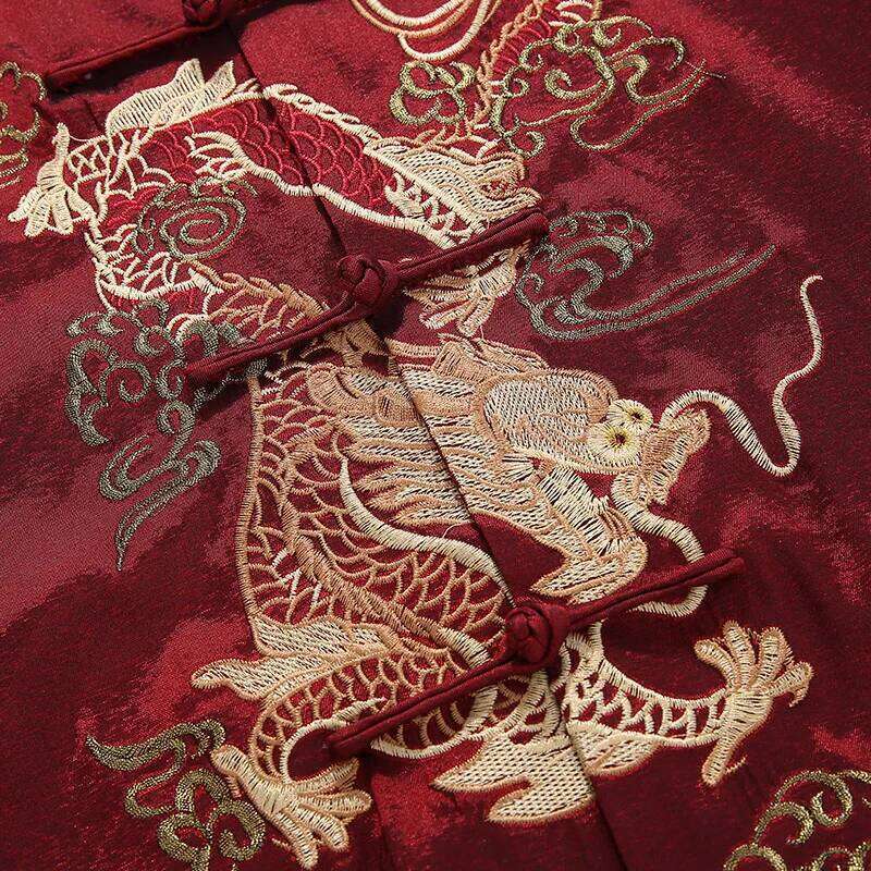 Mardi Hefxessdr New Arrived Male Satin Outwear Chinese Style Embroidery Dragon Jacket Men Double Breasted Kung Fu Coat Fashion Outerwear