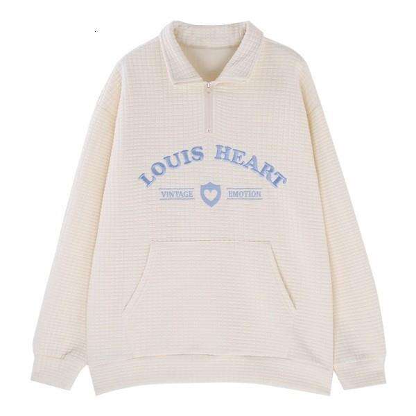 New Style Women's Polo Collar Sweatshirt Loose Versatile Thin Design Sense Matching All Seasons Half-zip Stand-neck Pullovers Fashion Embroidery 