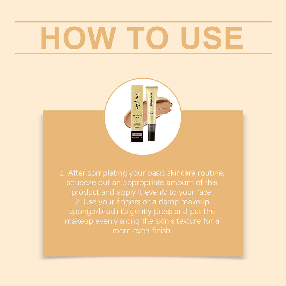 zephoco Dark Skin Tone Long-lasting Foundation Natural Fit Invisible Pore Concealer Hydrating Lightweight Base Makeup