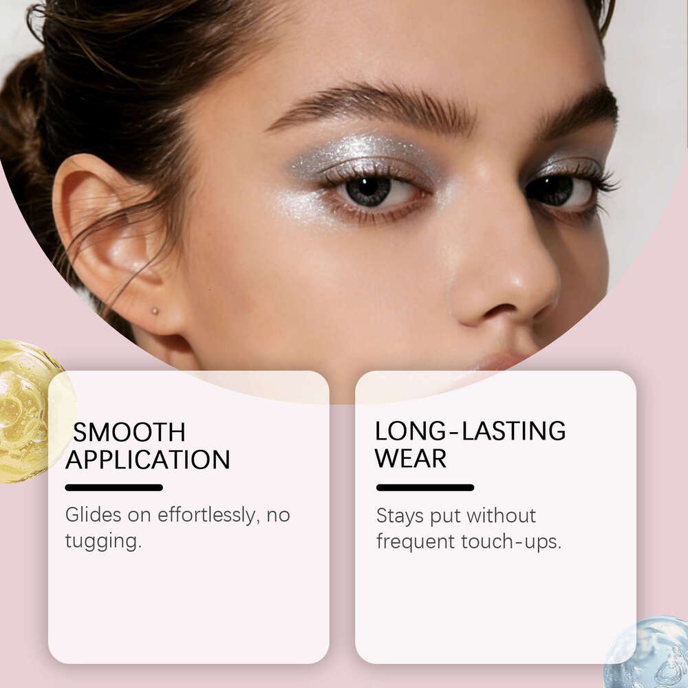 Zephoco Silver Shiny Cream Bright Color Long-lasting Crystal Glitter Eyeshadow Stick