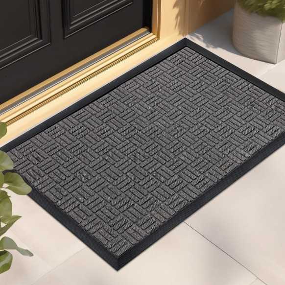 Loop Pile Embossed Rubber Doormat Foot Scraper Mud Cleaner Wear-resistant Simple Door Mat Non-slip Dirt-resistant Entryway Entrance Mat S260207