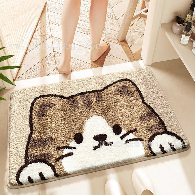 Small Animal Imitation Cashmere Home Living Room Floor Mat Non-Slip Easy Care Entrance Door Mat Non-Slip Water-Absorbent Bathroom Mat S260207