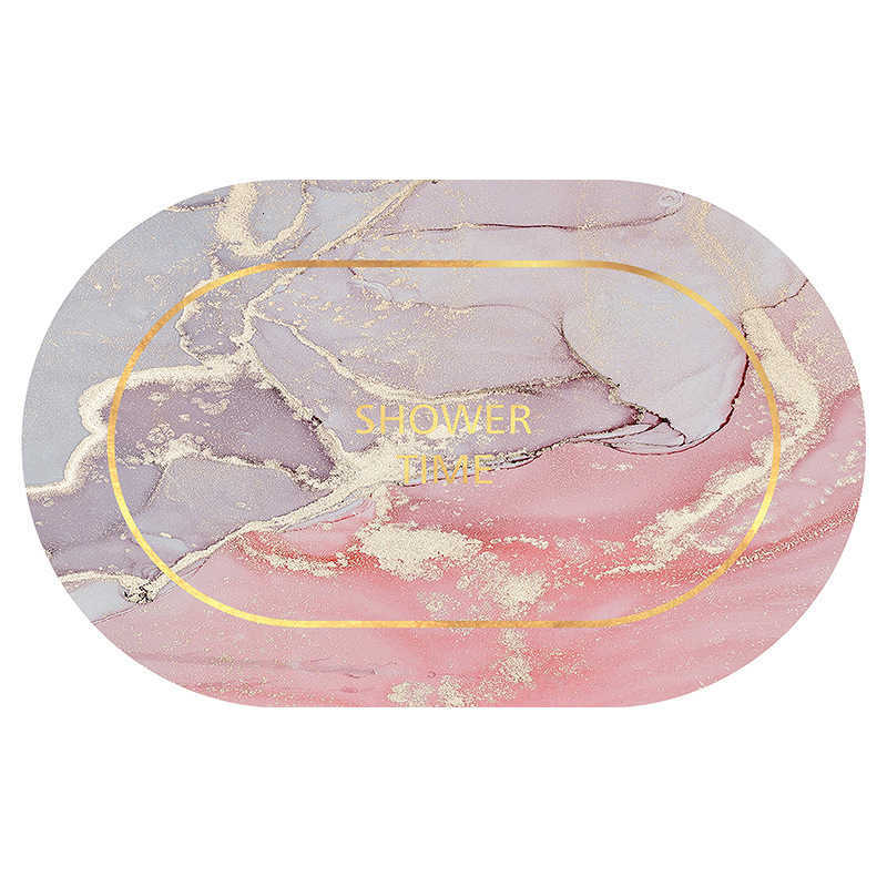 Nordic light luxury hot stamping marble diatomaceous earth floor mat entrance mat simple home bathroom water absorbing door mat S260207