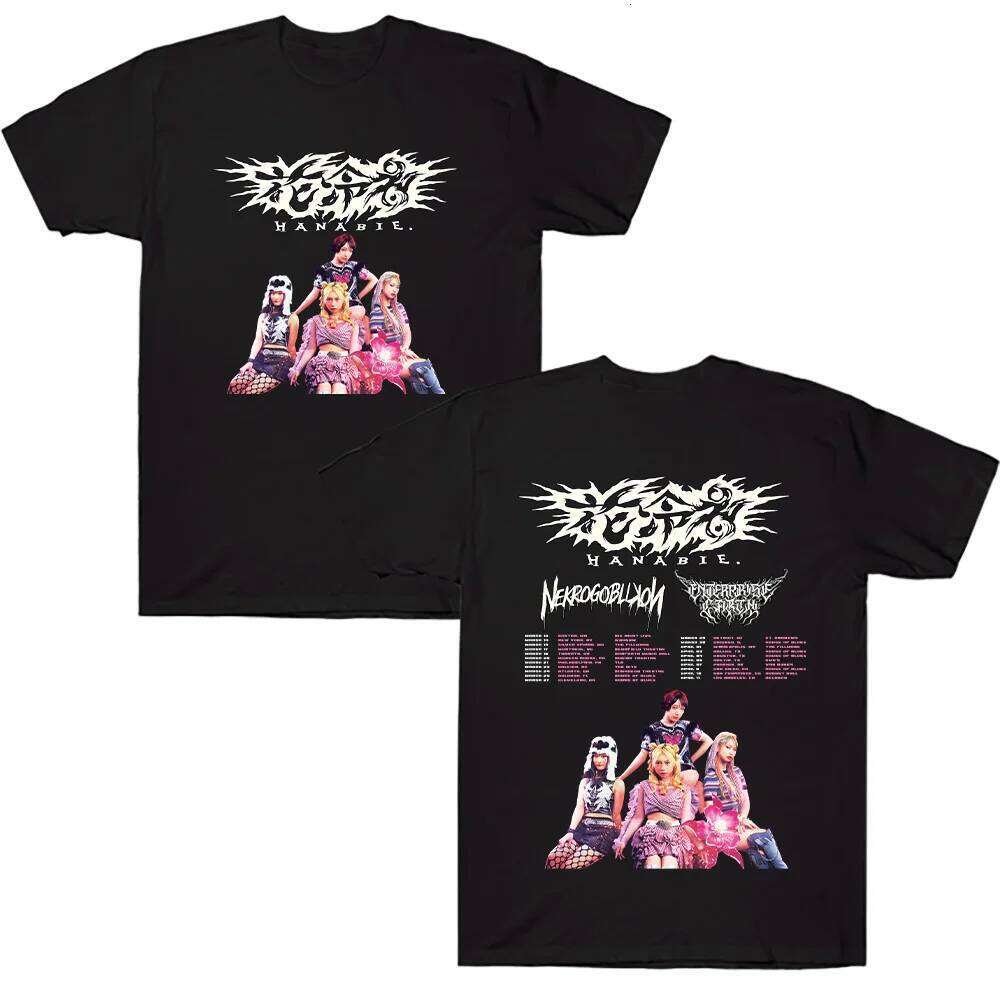 Hanabie.2026 Tour Hanabie.Girl Group Metal Merch Summer Men's Women's Retro Pure Cotton T-shirt Casual Y2K Top X260209