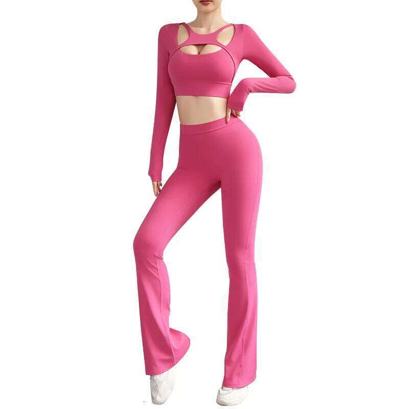 SOISOU Hollow Slim Fit Yoga Crop Top Women's Pilates Pullover Shockproof Sports Long Sleeve High Elastic Fitness T Shirt 26Y0209