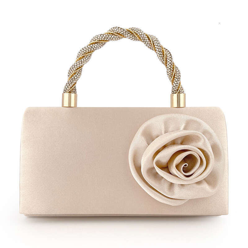 PU Glossy Flower Evening Bag For Women, Handheld Flap Structure, Light Luxury Party Sweet Socialite Wedding Clutch