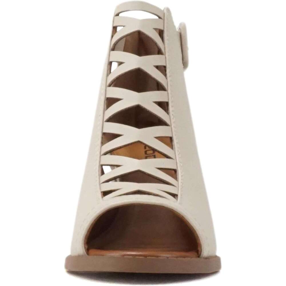 2026 Aran Women Open Toe Crisscross Straps Back Zipper High Heel Fashion Sandal With Adjustable Ankle Strap