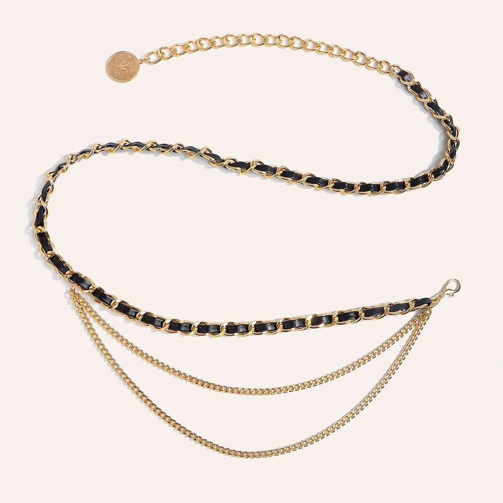 1pc Fashion Multi-Layer Metal Waist Chain for Women Versatile Dress Belt Accessory X260209
