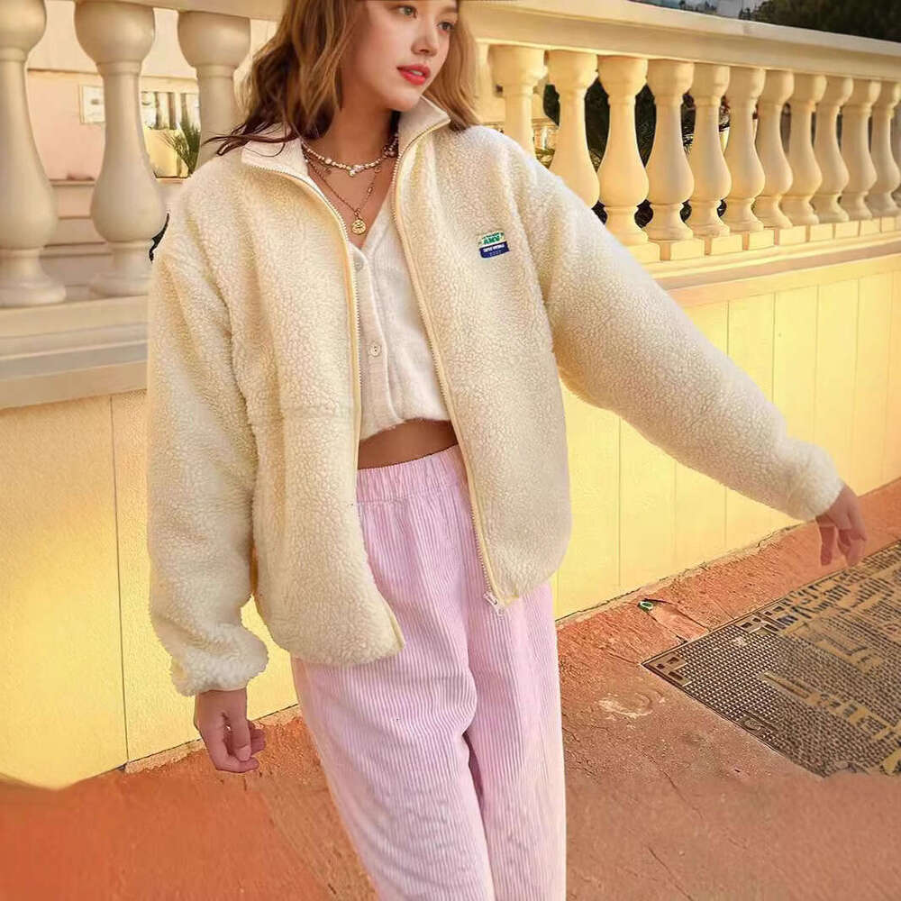 Spring Autumn European and American cross-border popular solid color casual fleece zip-up jacket with a stylish design, suitable for commuting