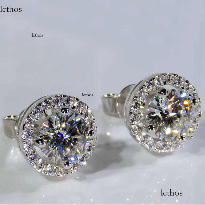 Classic Sterling Sier Stud 4mm Round Simulated Dia Earrings for Women Men Jewelry2024 e3
