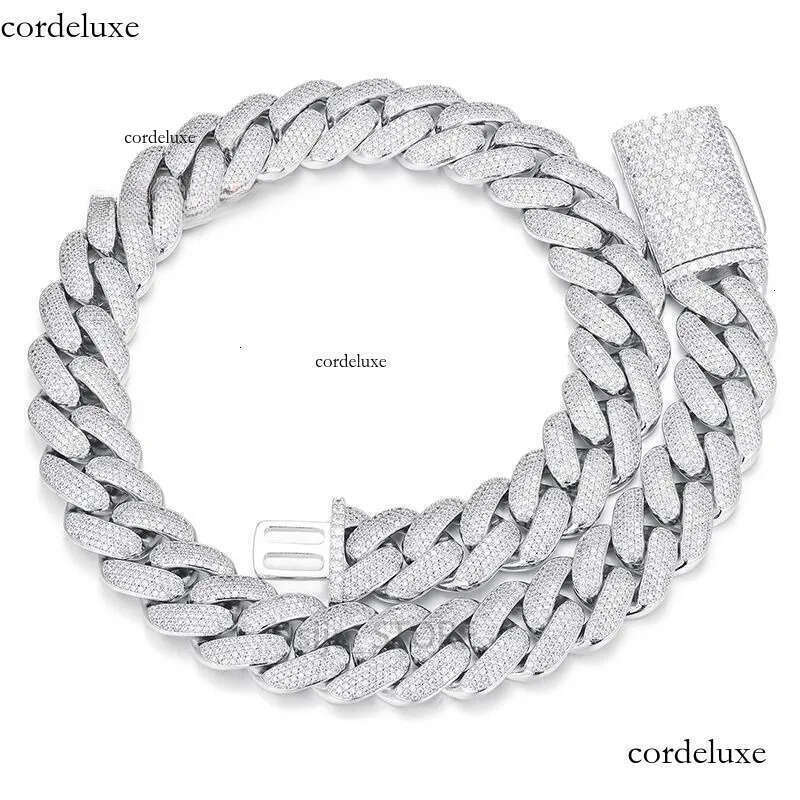 Miami Cuban Link Chain for Men Micro Inlaied 4 Row Bling Dia 20MM Wide Iced Out Chains Necklace Designer Prong Rock Hip Hop Gold Moissanite Jewelry Wo