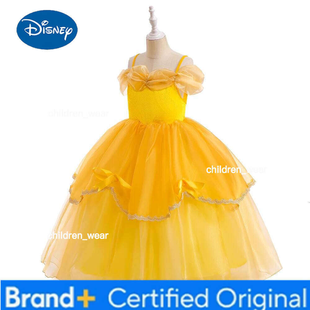 Disney Cosplay Belle Princess Dress for Girls Halloween Costume Rapunzel Beauty and the Beast Carnival Bow Birthday Party Kids Costumes H260209 - view 4