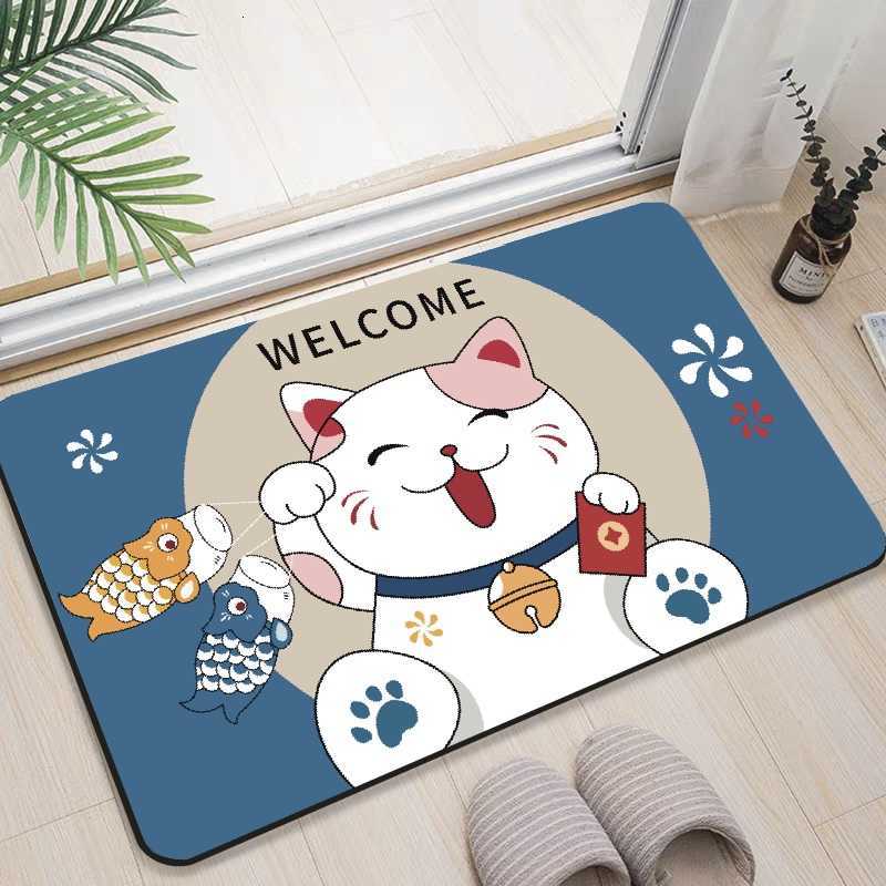 Cartoon-style soft diatomite floor mat for home bathroom water-absorbent quick-drying dirt-resistant wear-resistant easy to maintain non-slip mat S260