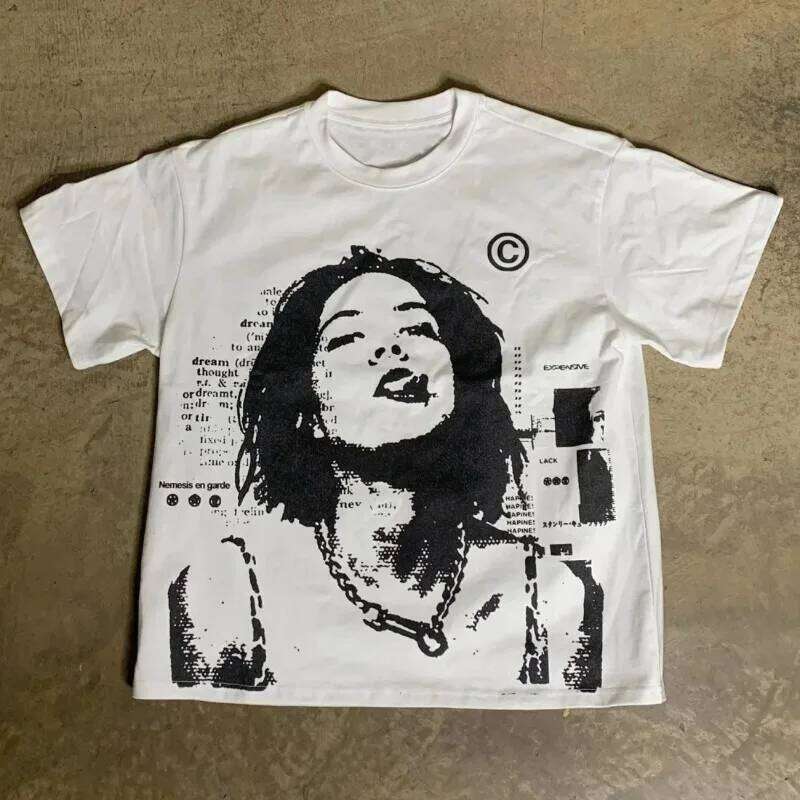 2000s Vintage Print Y2K Men's Summer Unisex Casual T-shirt Hip-hop X260209