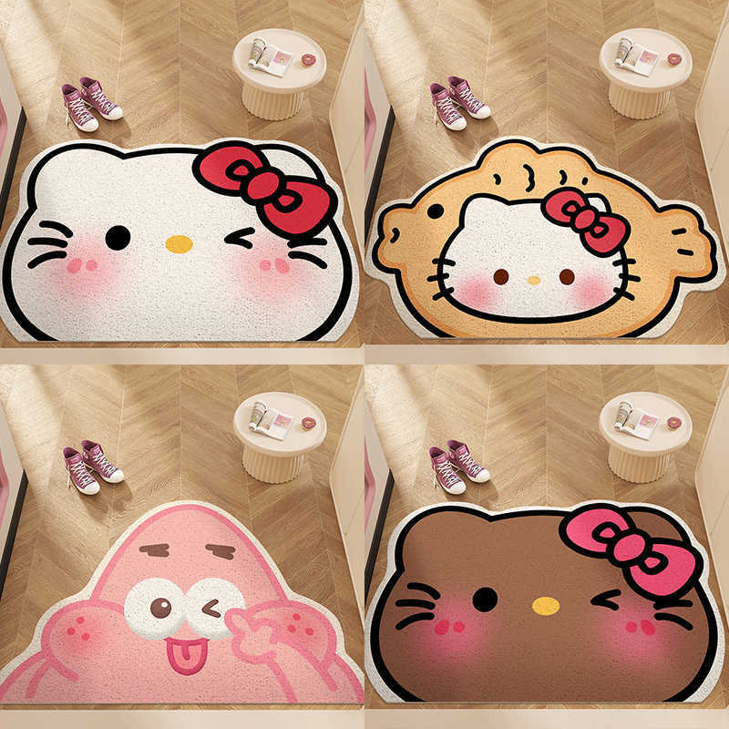 Door mat for the entrance outdoor silk loop mat cute kitty entrance mat home use dirt-resistant dust-removing non-slip mat S260207