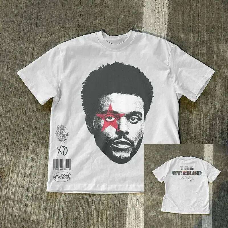 Y2k New Cotton T-shirt Men's and Women's Portrait Printed Harajuku Hip-hop Rock Street Fashion Couple Oversized TShirt X260209