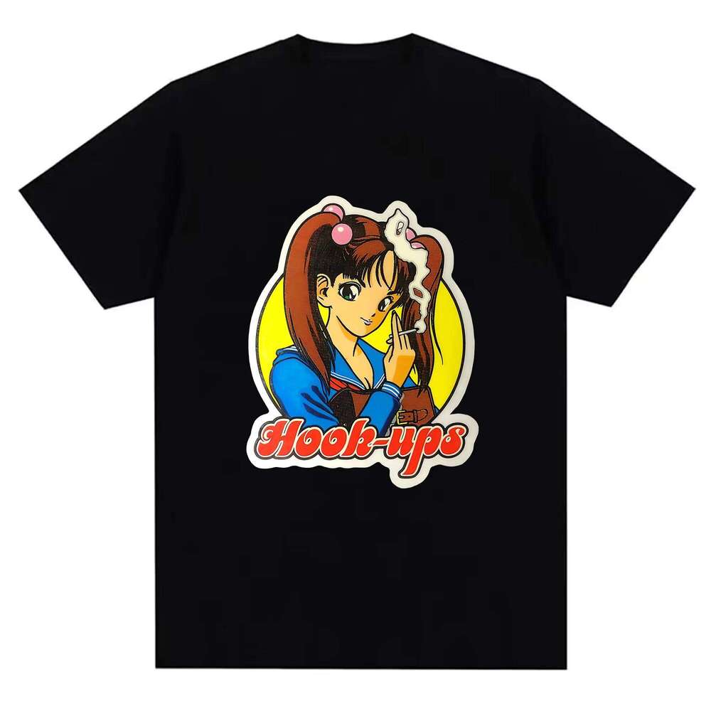 New Arrival Fashion Anime Print T-Shirt Men's Cotton Comfortable Breathable Casual Stylish Creative Donut Smoke Girl Sticker Des X260209