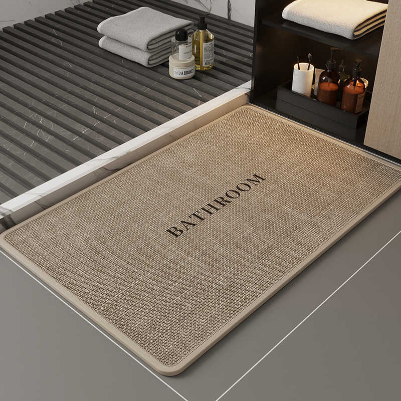 Imitation Linen Bathroom Non-Slip Mat Water-Absorbent Floor Mat for Washroom Dirt-Resistant and Anti-Fall Carpet Toilet Door Mat S260207