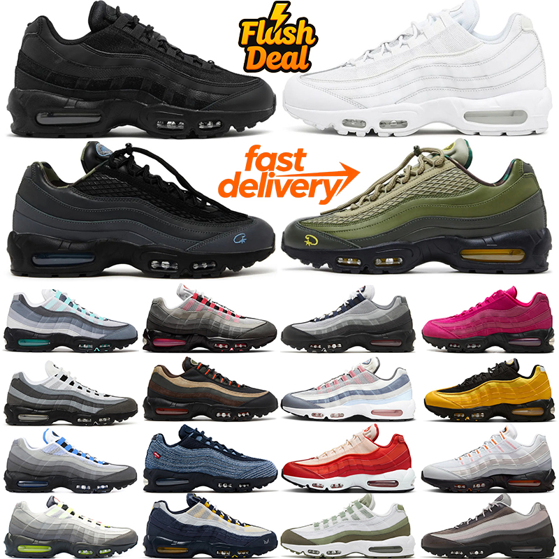 Running shoes for men women Greedy Triple White Black 95s mens trainers sports sneakers Grey Neon