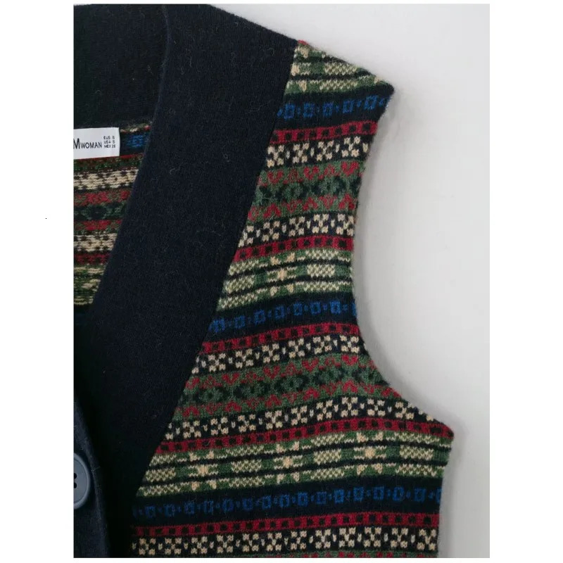 Women Wool Jacquard Knitted Vest Autumn Winter V Neck sleeveless Button Female Casual Fashion Waistcoat 260130