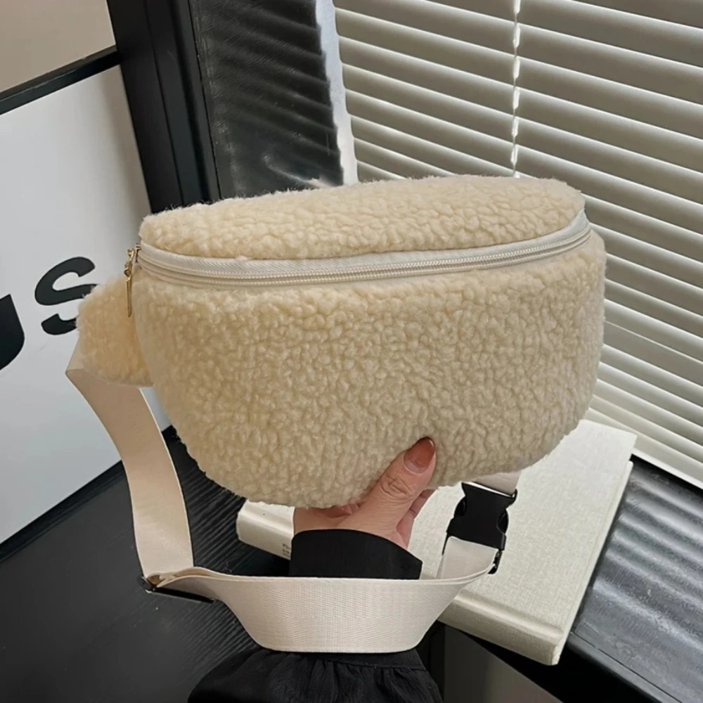 Womens Chest Bag with Lamb Wool Large Capacity Autumn and Winter Niche n Crossbody Casual Waist 260208