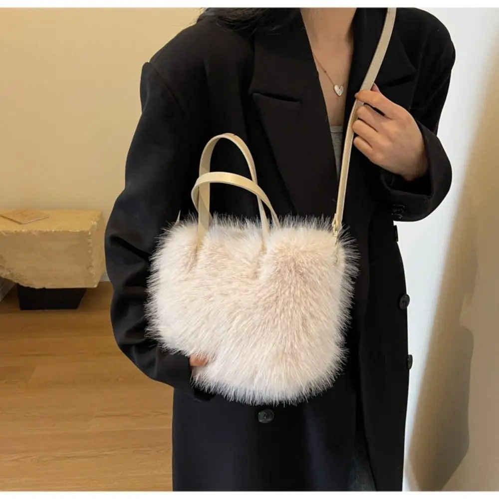 Fashion Faux Fur Ladies Shoulder Bag Soft Fluffy Female Crossbody Handbag Square Tote for Women 260208