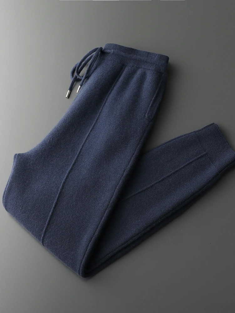 Mens Cashmere Pants Smart Casual Pencil Pants Autumn Winter Thick Soft Warm Trousers 100 Merino Wool Knit Pants Korean Style 260208