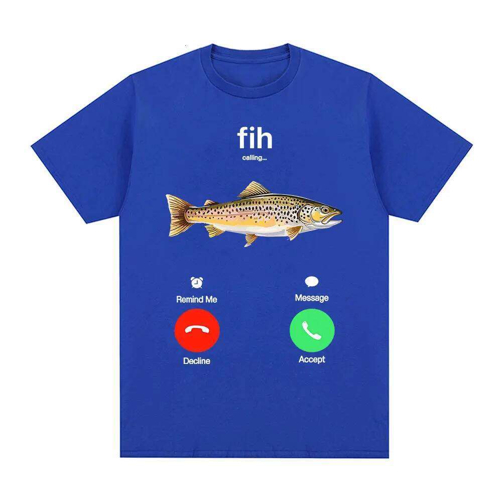 Divertido Fih llamando recordareme mensaje se acepta llamada telefnica camisetas pescado traje de Fishman camiseta X260209