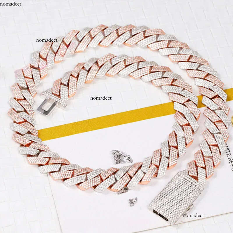 Yy New Arrived 20mm 4 Rows Cuban Link Chian Moissanite Pass Dia Tester Sier Fine Jewelry Necklaces for Men 65