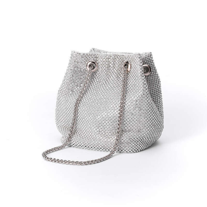 Snake Bone Chain Single Shoulder Crossbody New Small For Women Shiny Fashion Socialite Rhinestone Bucket Bag