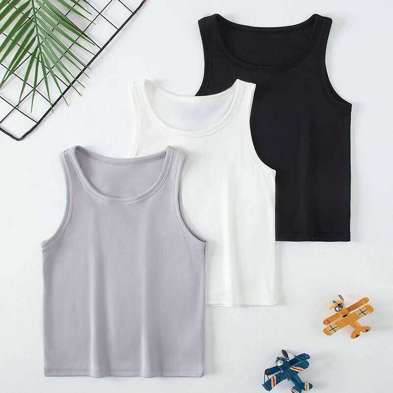 1/3/4 Pcs Children's Four Seasons Thin Solid Color Joker Vest Boy Loose Comfortable Bottoming Shirt girl Sweet And Lovely T 26Y0209
