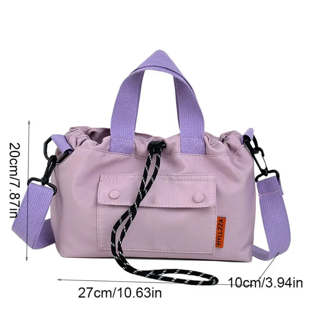 Cloth Nylon Crossbody Bag Large Capacity Contrast Color Shoulder Pouch Lightweight Adjustable Straps Drawstring Bucket 260208