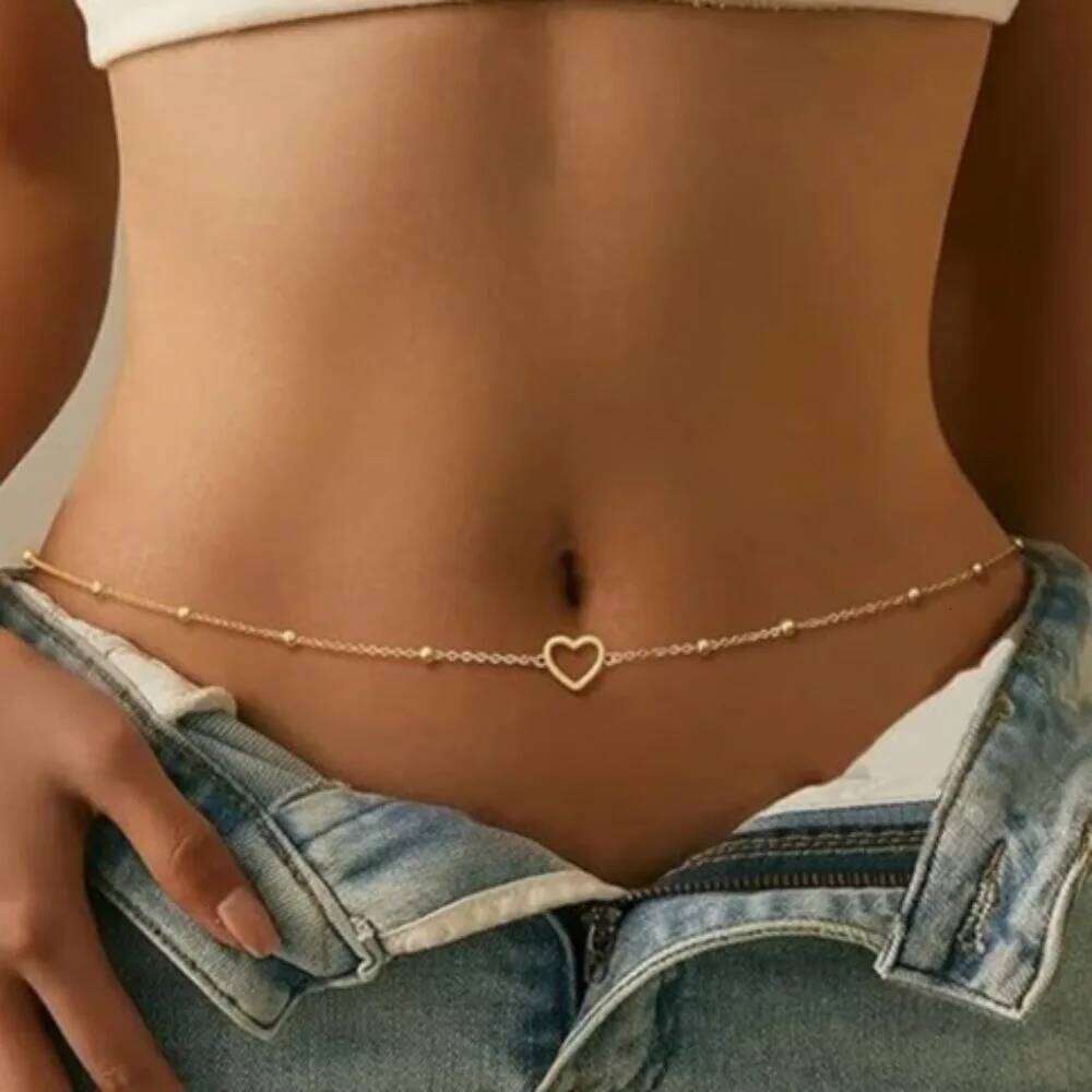 New Bohemian Style Waist Heart Beads Hollow Out Body Chain Jewelry Accessories Girls X260209