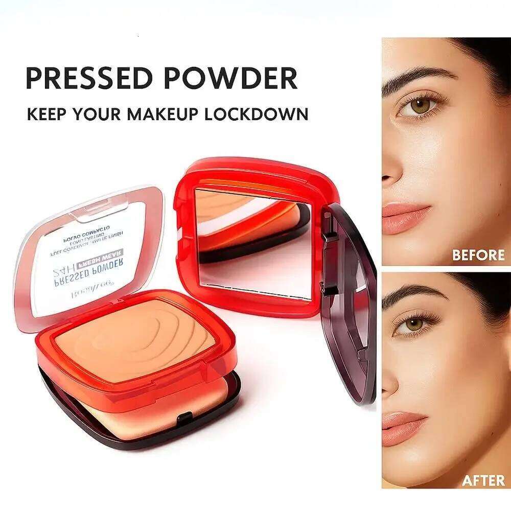Oil Control Pressed Powder Waterproof Matte Full Coverage 24H Long Lasting Weightless Non Caking Finishing Foundation 26Li0209