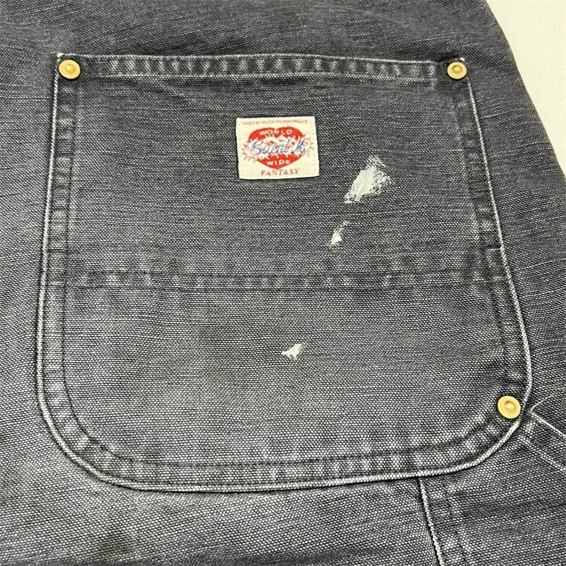 Wash Damaged SAINT Mxxxxxx Black Denim Shorts Men Women 11 Quality Oversized Retro Jeans 260208