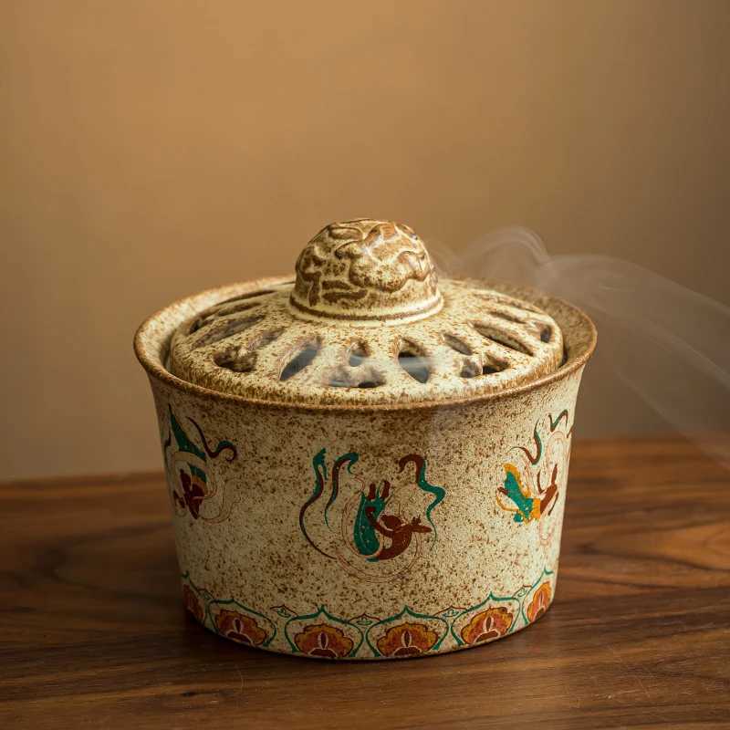 Tradition Dunhuang Feitian Lady Incense Burner Guochao Retro Ceramic Plate Aromatherapy Burner Ornament Household Tea House C260209
