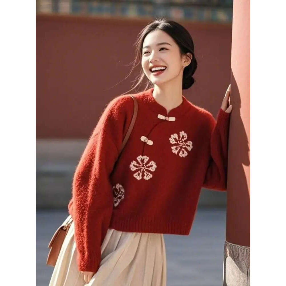 Mardi Hefxessdr New Chinese Style Disc Buckle Stand Collar Qipao Thicken Warm Winter Fashionable Top Vintage Literature Art Zen Hoody