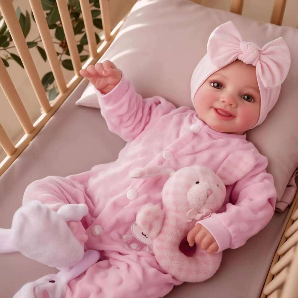 Reborn - 17" Cute Soft Vinyl Realistic Doll Poseable Smiling Real Life Baby Dolls with Accessories For Kids 3+ 26H0209