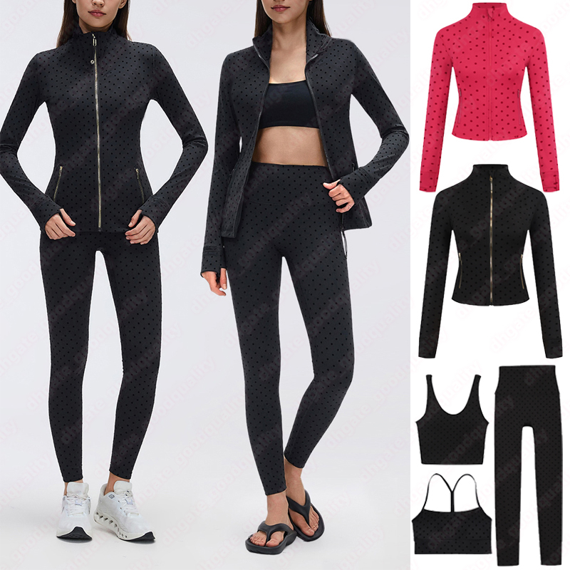 Women Leggings Set Yoga Jacket Gold Zipper Jacket Womens Sports Jacket Gym Breathable Sweating Sweatshirt Yoga Bra Set Slow Running Sports Womens Jacket Set