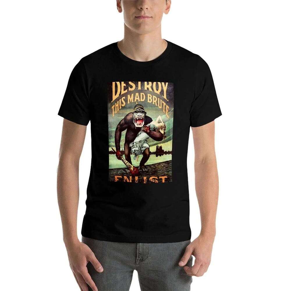 Destroy this mad brute Enlist T-Shirt anime oversize printed t shirts for man T-shirt X260209