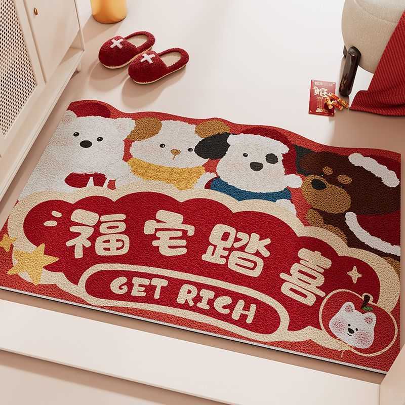 Entrance Door Mat for Safe Entry Silk Loop Doormat for Indoor and Outdoor Use Red Carpet for Entrance Hallway S260207