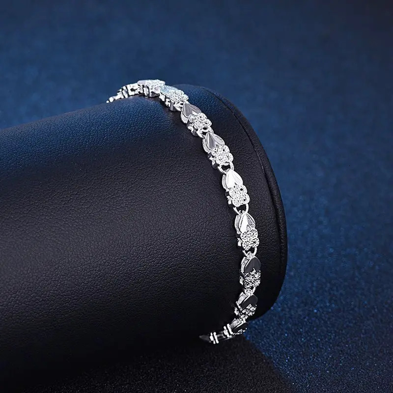 Fine Heart Bracelets 925 Sterling Silver Chain Cuff for Women Men Adjustable High Quality Fashion Party Jewelry Gifts 260128