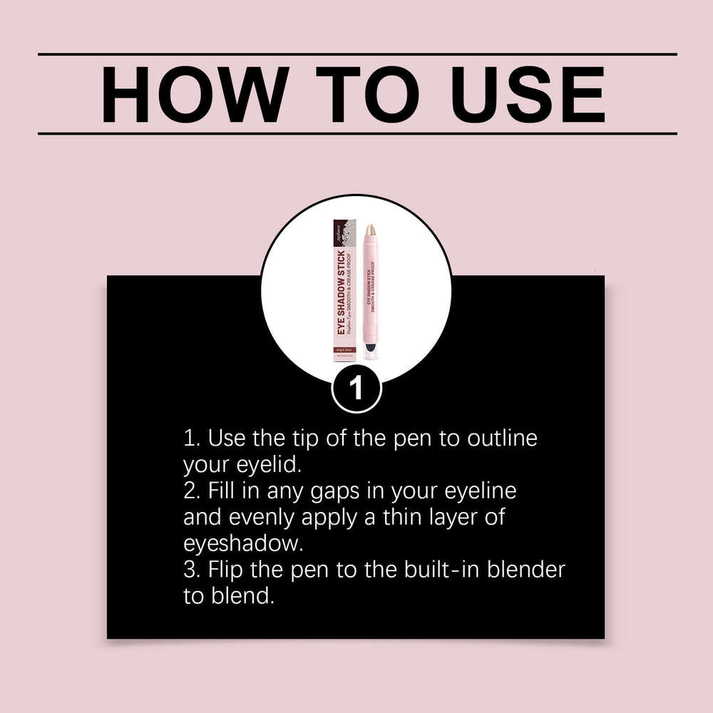 Zephoco Silver Shiny Cream Bright Color Long-lasting Crystal Glitter Eyeshadow Stick