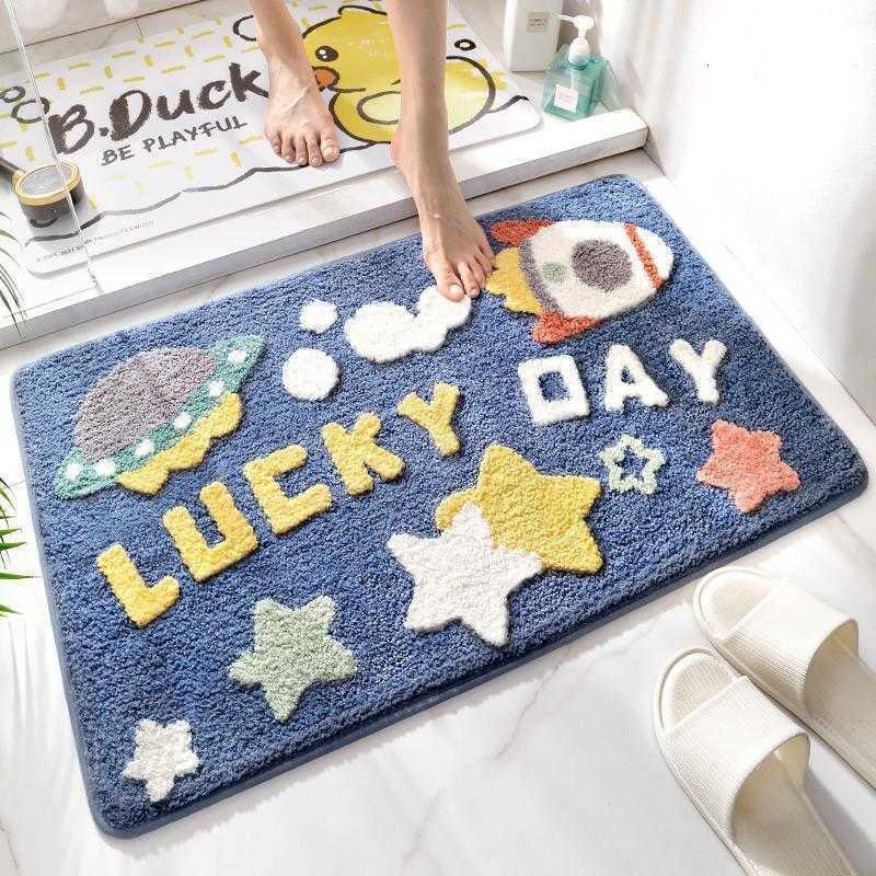 Cute Cartoon Anime Imitation Cashmere Absorbent Floor Mat Home Bathroom Entrance Non-Slip Doormat Dirt-Resistant Entryway Mat S260207