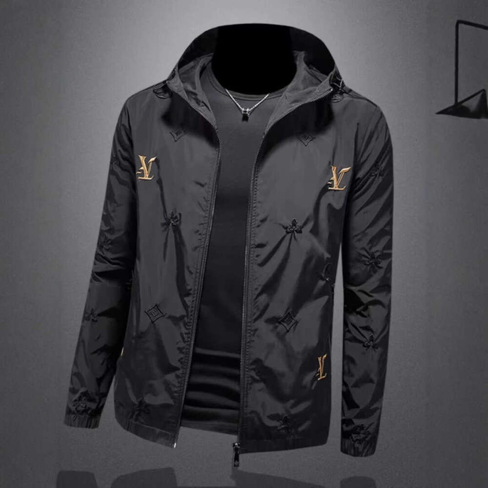 European Men's Fashion Hooded Embroidery 2025 Spring New Jacket